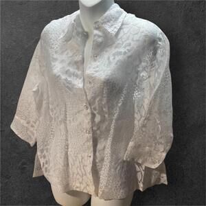 Mirasol Vintage Y2K Mesh Collared Blouse, Medium